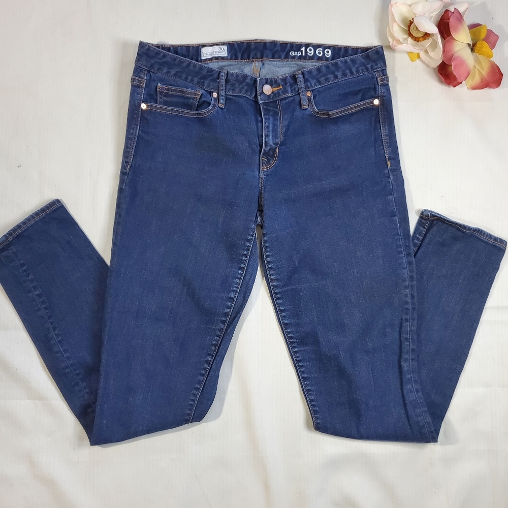 Gap 1969 Always Skinny Blue Jeans, Size 30L